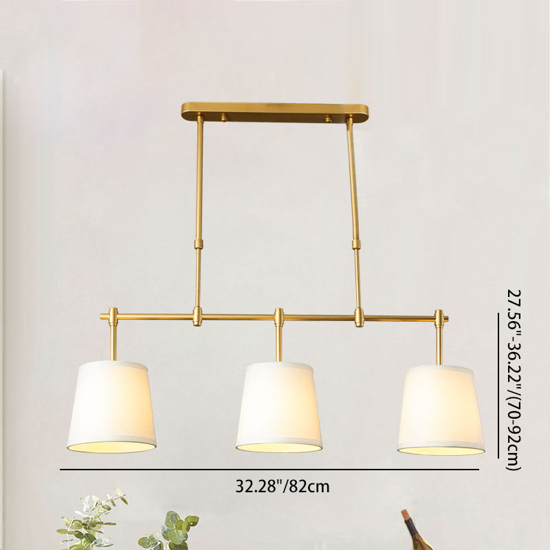 Contemporary Scandinavian Long Round Column Fabric Iron 3-light Chandelier for Living Room BulbSquare