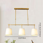 Contemporary Scandinavian Long Round Column Fabric Iron 3-light Chandelier for Living Room BulbSquare
