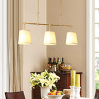 Contemporary Scandinavian Long Round Column Fabric Iron 3-light Chandelier for Living Room BulbSquare