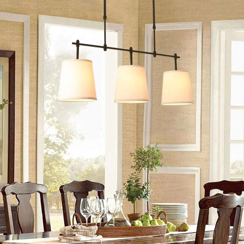 Contemporary Scandinavian Long Round Column Fabric Iron 3-light Chandelier for Living Room BulbSquare