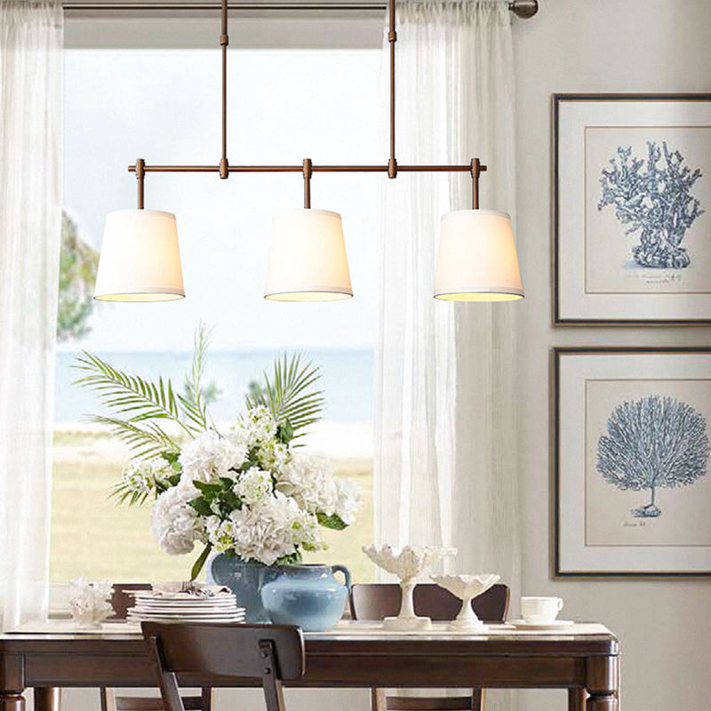 Contemporary Scandinavian Long Round Column Fabric Iron 3-light Chandelier for Living Room BulbSquare