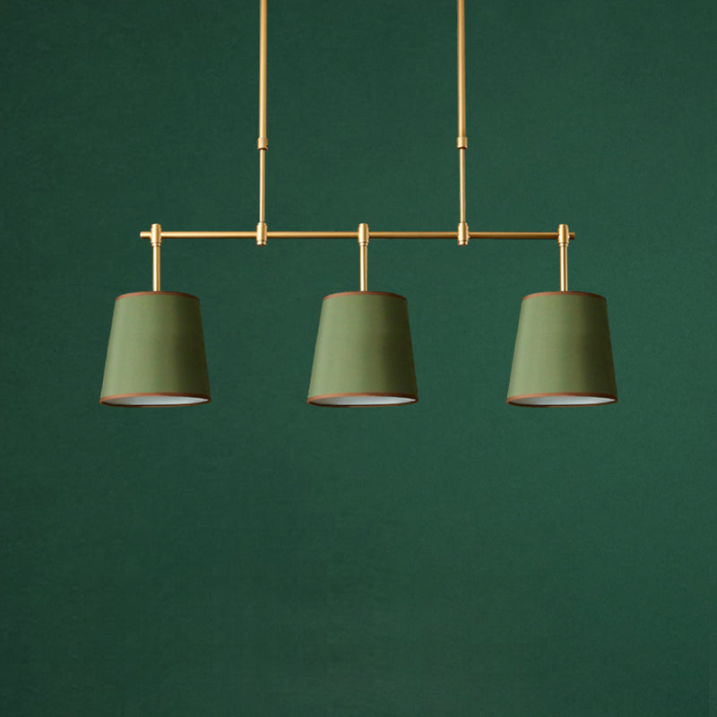 Contemporary Scandinavian Long Round Column Fabric Iron 3-light Chandelier for Living Room BulbSquare