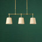 Contemporary Scandinavian Long Round Column Fabric Iron 3-light Chandelier for Living Room BulbSquare
