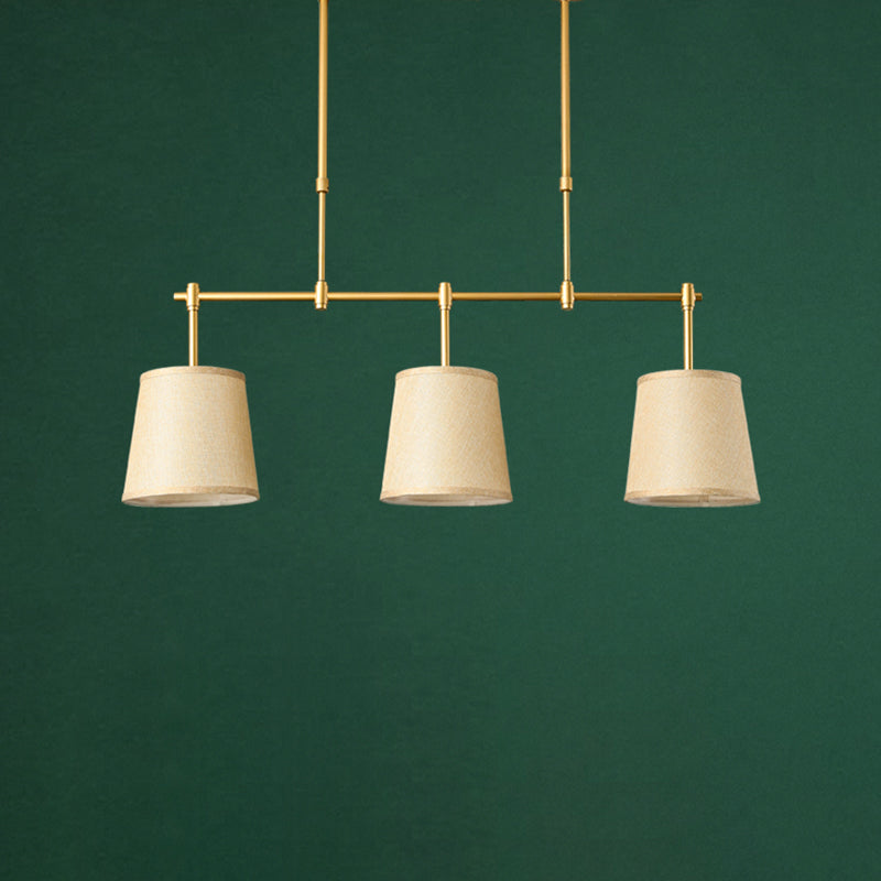Contemporary Scandinavian Long Round Column Fabric Iron 3-light Chandelier for Living Room BulbSquare