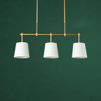Contemporary Scandinavian Long Round Column Fabric Iron 3-light Chandelier for Living Room BulbSquare