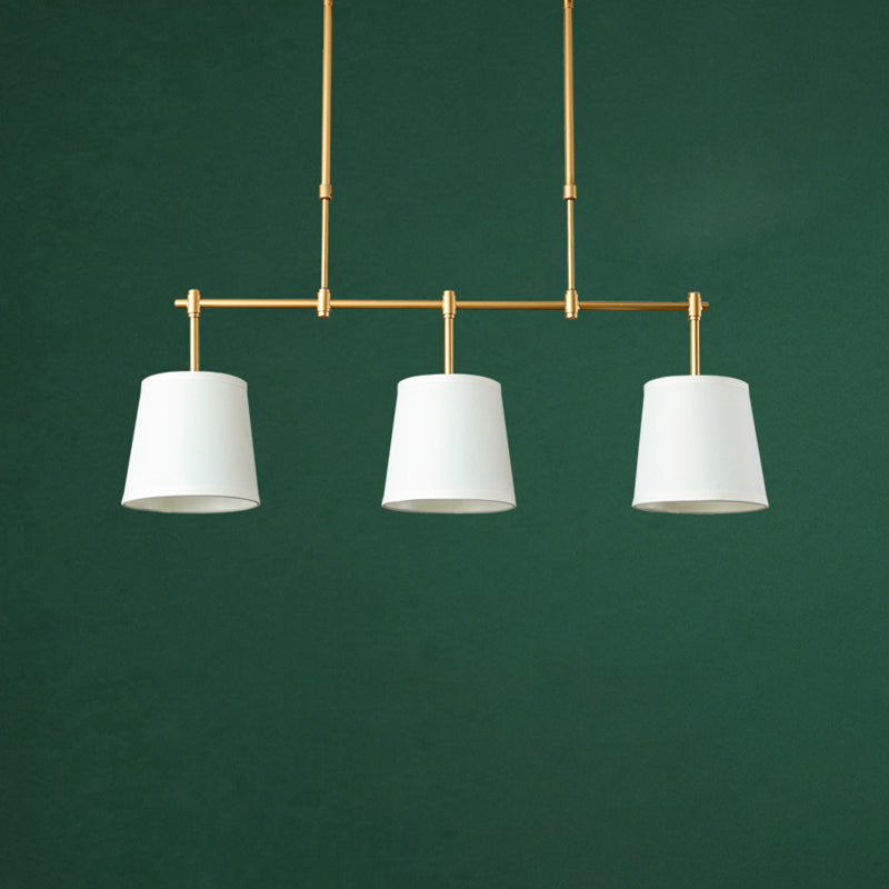 Contemporary Scandinavian Long Round Column Fabric Iron 3-light Chandelier for Living Room BulbSquare