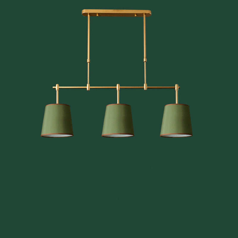 Contemporary Scandinavian Long Round Column Fabric Iron 3-light Chandelier for Living Room BulbSquare