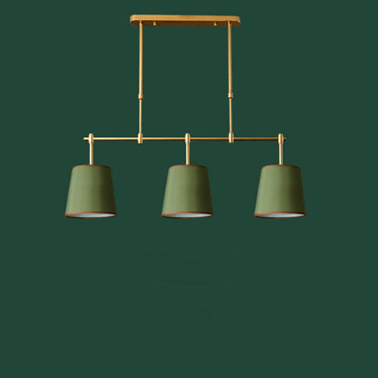 Contemporary Scandinavian Long Round Column Fabric Iron 3-light Chandelier for Living Room