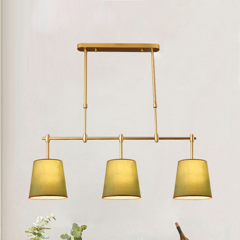 Contemporary Scandinavian Long Round Column Fabric Iron 3-light Chandelier for Living Room BulbSquare