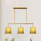 Contemporary Scandinavian Long Round Column Fabric Iron 3-light Chandelier for Living Room BulbSquare