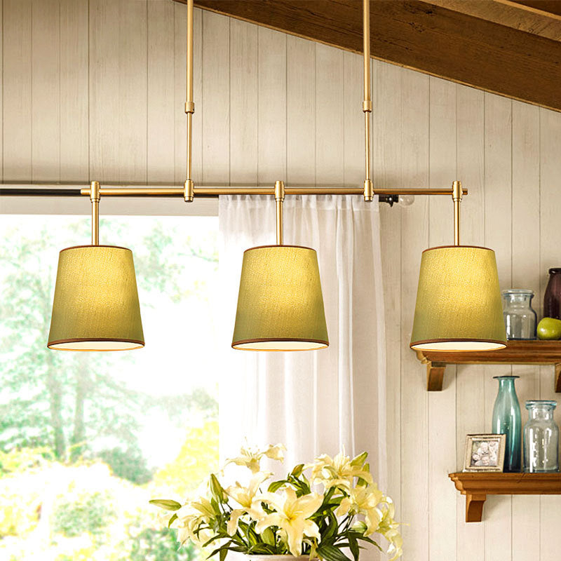Contemporary Scandinavian Long Round Column Fabric Iron 3-light Chandelier for Living Room BulbSquare