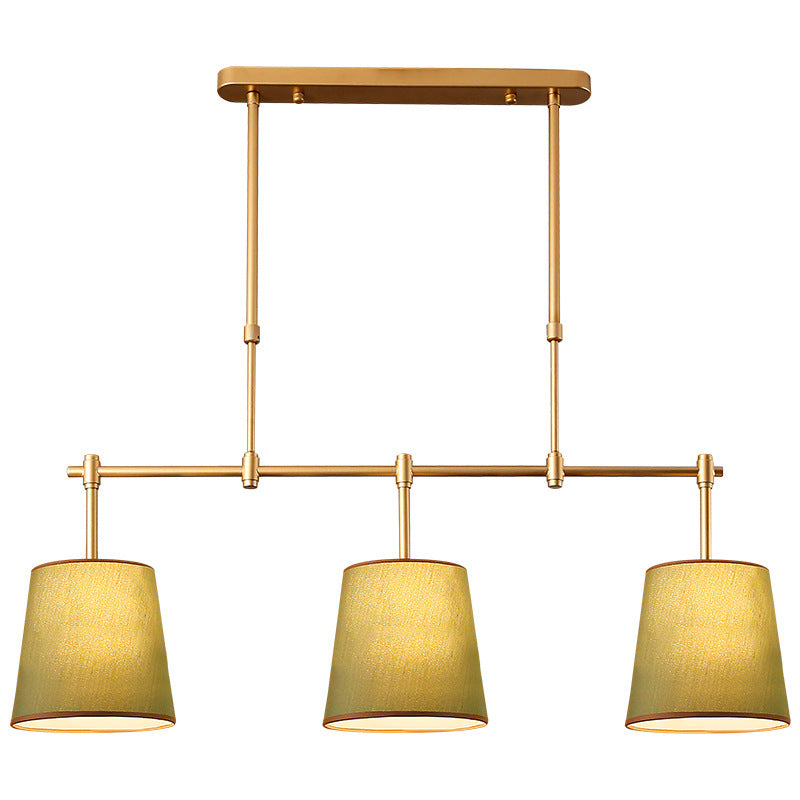 Contemporary Scandinavian Long Round Column Fabric Iron 3-light Chandelier for Living Room BulbSquare