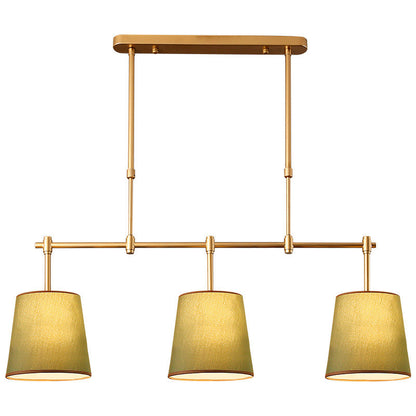 Contemporary Scandinavian Long Round Column Fabric Iron 3-light Chandelier for Living Room