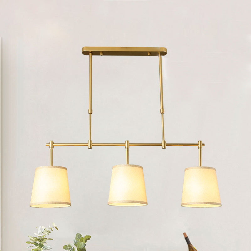 Contemporary Scandinavian Long Round Column Fabric Iron 3-light Chandelier for Living Room BulbSquare
