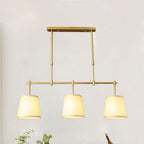 Contemporary Scandinavian Long Round Column Fabric Iron 3-light Chandelier for Living Room BulbSquare