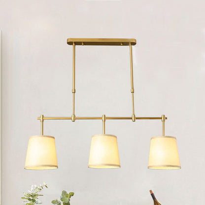Contemporary Scandinavian Long Round Column Fabric Iron 3-light Chandelier for Living Room