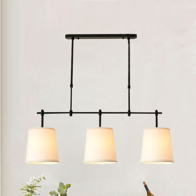 Contemporary Scandinavian Long Round Column Fabric Iron 3-light Chandelier for Living Room BulbSquare