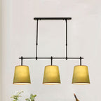 Contemporary Scandinavian Long Round Column Fabric Iron 3-light Chandelier for Living Room BulbSquare