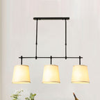 Contemporary Scandinavian Long Round Column Fabric Iron 3-light Chandelier for Living Room BulbSquare