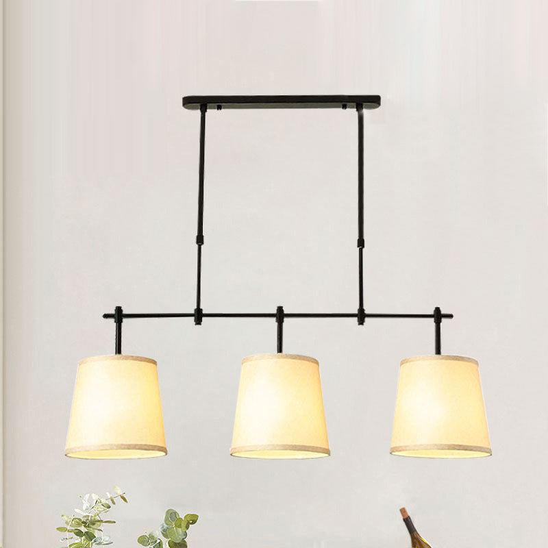 Contemporary Scandinavian Long Round Column Fabric Iron 3-light Chandelier for Living Room BulbSquare