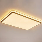 Modern Luxury Square Rectangle Crystal Acrylic Iron LED Flush Mount Ceiling Light For Living Room