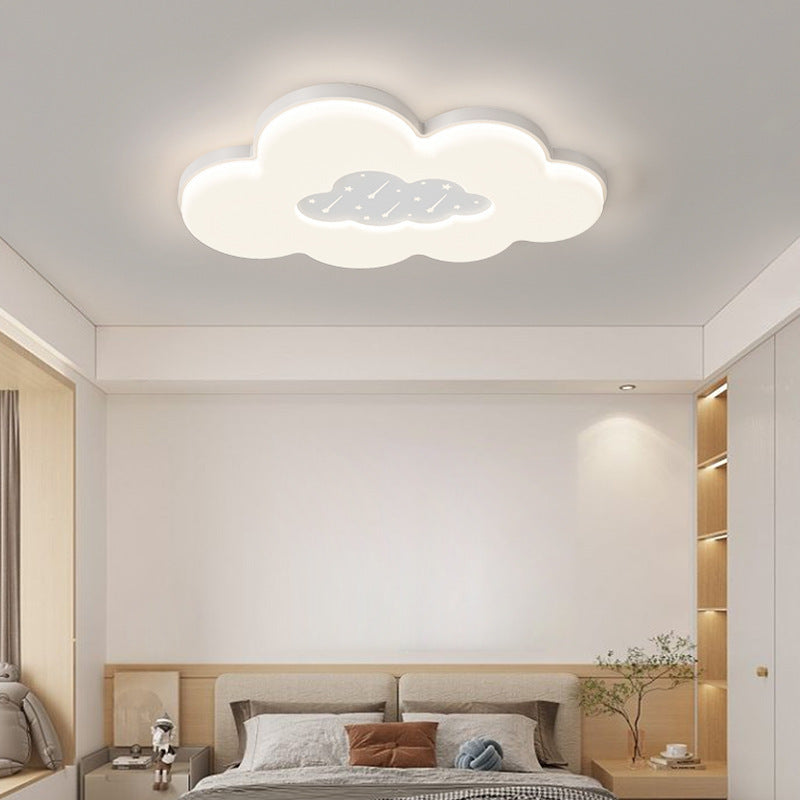 Modern Minimalist Creamy Clouds Round Rectangle Acrylic Iron LED Flush Mount Ceiling Light for Living Room