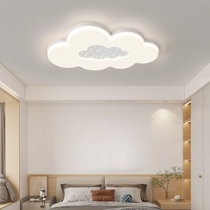 Modern Minimalist Creamy Clouds Round Rectangle Acrylic Iron LED Flush Mount Ceiling Light for Living Room