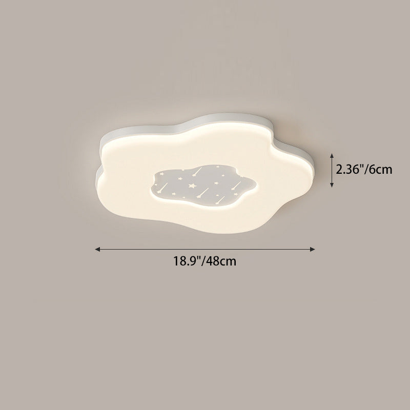 Modern Minimalist Creamy Clouds Round Rectangle Acrylic Iron LED Flush Mount Ceiling Light for Living Room