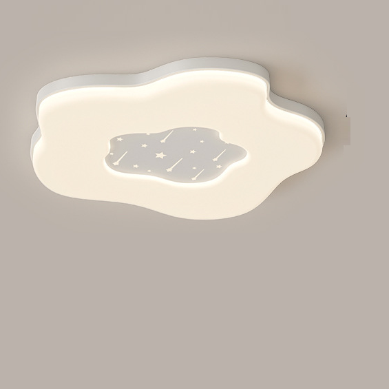 Modern Minimalist Creamy Clouds Round Rectangle Acrylic Iron LED Flush Mount Ceiling Light for Living Room