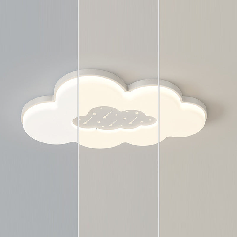Modern Minimalist Creamy Clouds Round Rectangle Acrylic Iron LED Flush Mount Ceiling Light for Living Room
