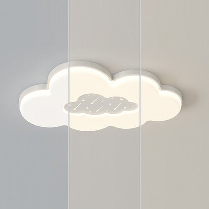 Modern Minimalist Creamy Clouds Round Rectangle Acrylic Iron LED Flush Mount Ceiling Light for Living Room
