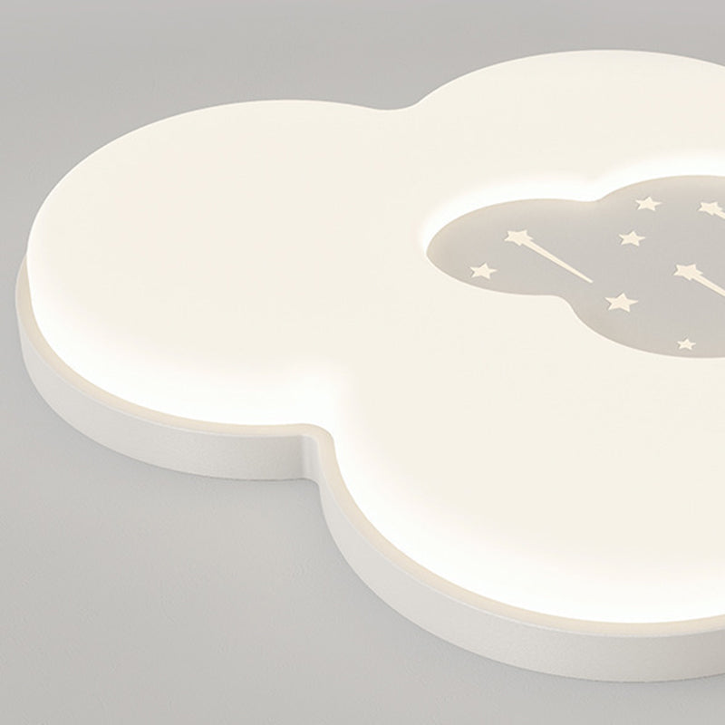 Modern Minimalist Creamy Clouds Round Rectangle Acrylic Iron LED Flush Mount Ceiling Light for Living Room