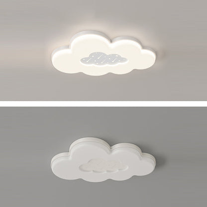 Modern Minimalist Creamy Clouds Round Rectangle Acrylic Iron LED Flush Mount Ceiling Light for Living Room