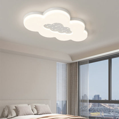 Modern Minimalist Creamy Clouds Round Rectangle Acrylic Iron LED Flush Mount Ceiling Light for Living Room