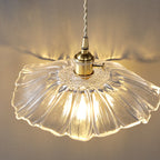 Contemporary Scandinavian Flower Round Glass Copper Iron 1-Light Pendant Light For Living Room