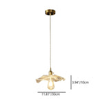 Contemporary Scandinavian Flower Round Glass Copper Iron 1-Light Pendant Light For Living Room