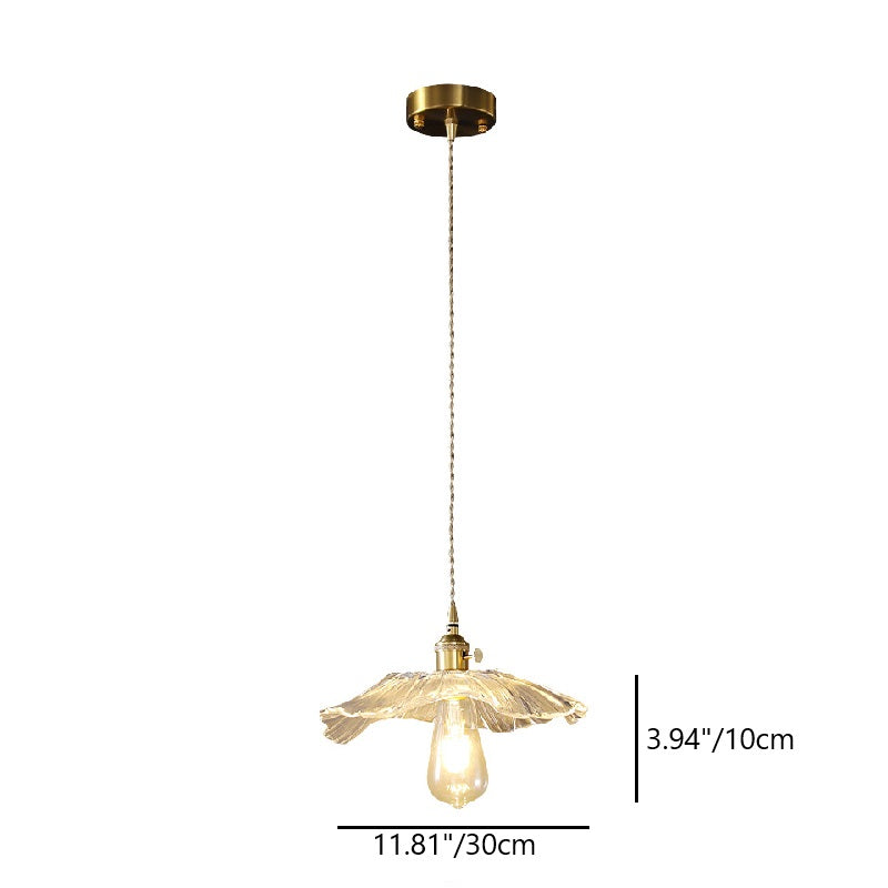 Contemporary Scandinavian Flower Round Glass Copper Iron 1-Light Pendant Light For Living Room