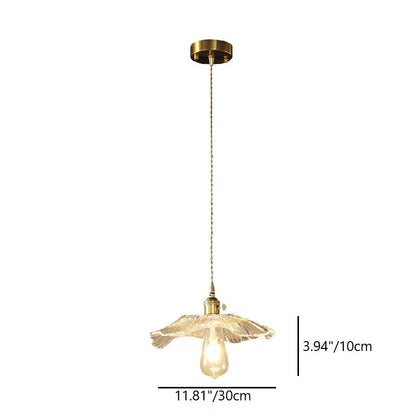 Contemporary Scandinavian Flower Round Glass Copper Iron 1-Light Pendant Light For Living Room