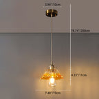 Contemporary Scandinavian Flower Round Glass Copper Iron 1-Light Pendant Light For Living Room