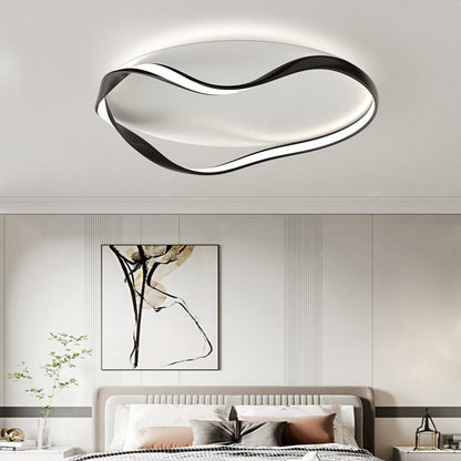 Modern Minimalist Round Bend Aluminum Hardware LED Flush Mount Ceiling Light For Living Room