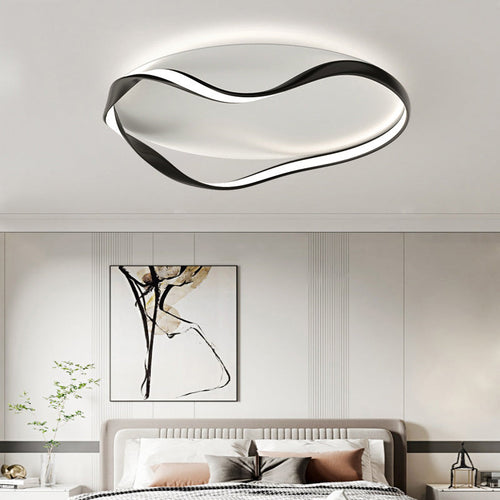 Modern Minimalist Round Bend Aluminum Hardware LED Flush Mount Ceiling Light For Living Room