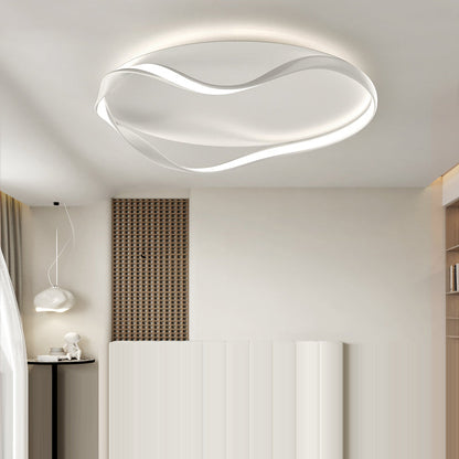 Modern Minimalist Round Bend Aluminum Hardware LED Flush Mount Ceiling Light For Living Room