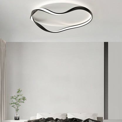 Modern Minimalist Round Bend Aluminum Hardware LED Flush Mount Ceiling Light For Living Room