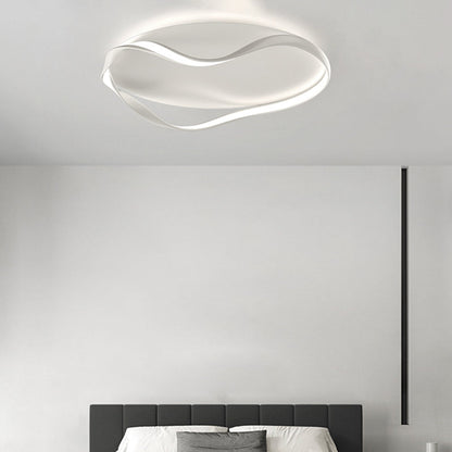 Modern Minimalist Round Bend Aluminum Hardware LED Flush Mount Ceiling Light For Living Room