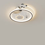 Modern Art Deco Kids Panda Planet Round Acrylic Resin Iron LED Flush Mount Ceiling Light For Living Room