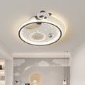 Modern Art Deco Kids Panda Planet Round Acrylic Resin Iron LED Flush Mount Ceiling Light For Living Room