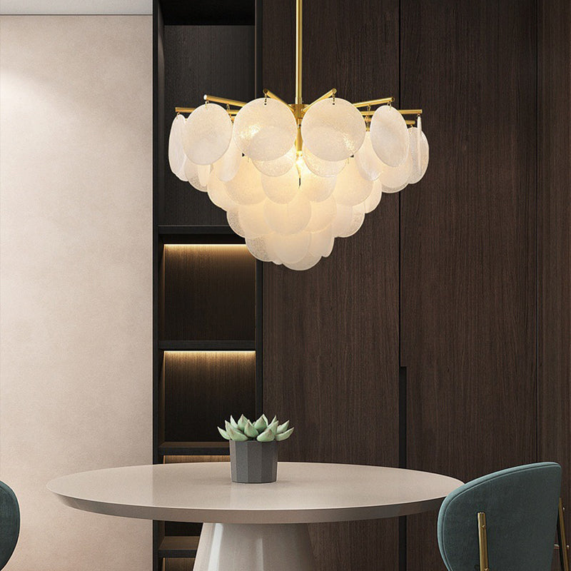 Contemporary Scandinavian Tapered Round Branch Glass Iron 6/8/10 Lights Chandelier for Living Room BulbSquare