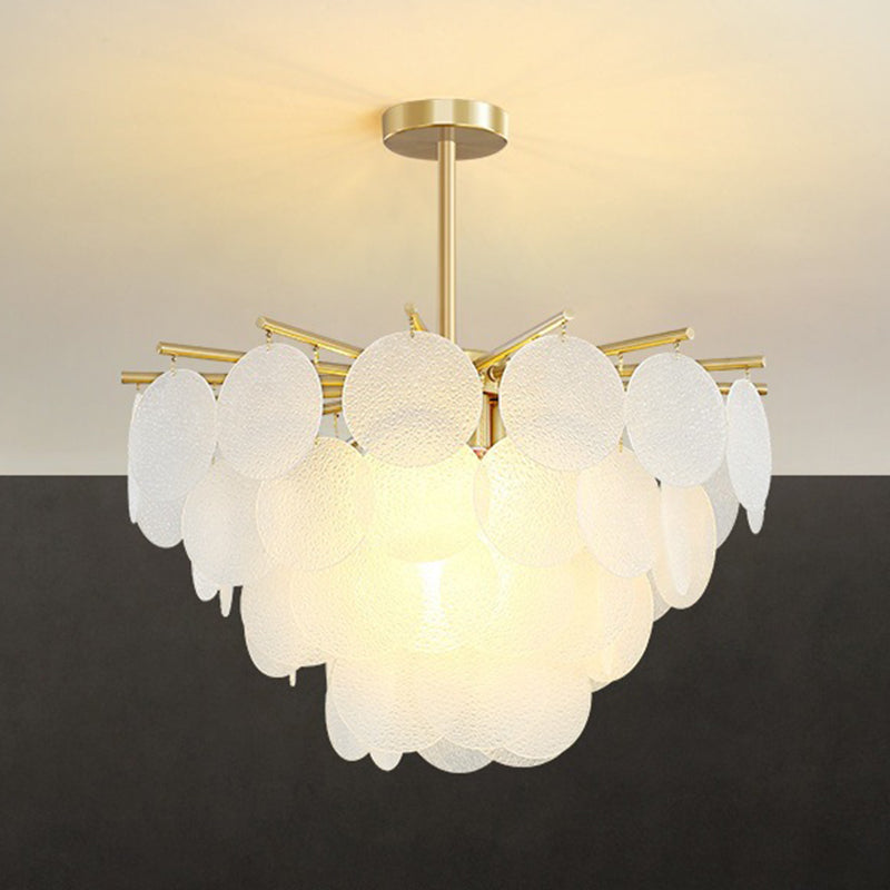 Contemporary Scandinavian Tapered Round Branch Glass Iron 6/8/10 Lights Chandelier for Living Room BulbSquare