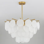 Contemporary Scandinavian Tapered Round Branch Glass Iron 6/8/10 Lights Chandelier for Living Room BulbSquare