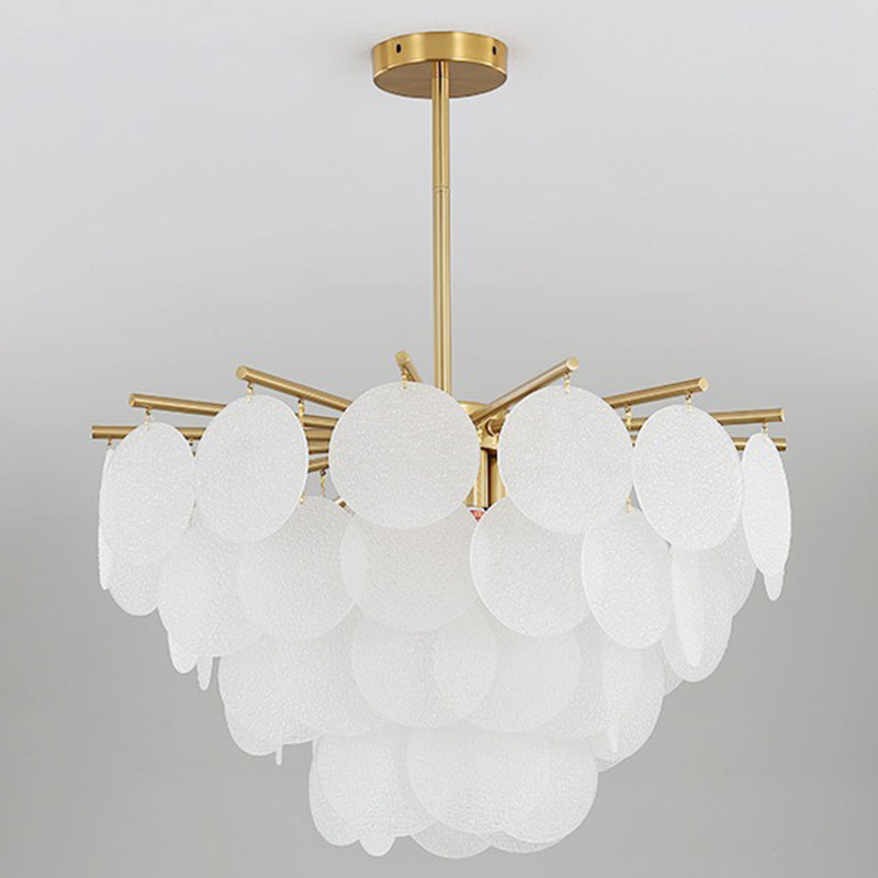 Contemporary Scandinavian Tapered Round Branch Glass Iron 6/8/10 Lights Chandelier for Living Room BulbSquare